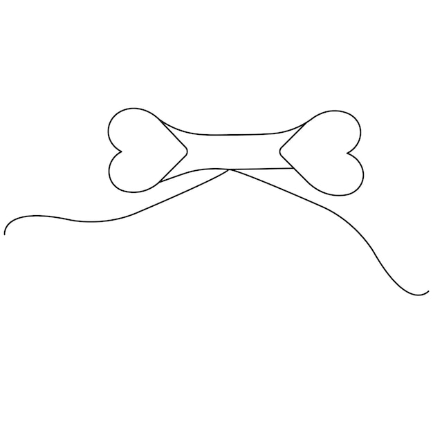 Arte de línea única de hueso dibujo continuo de una línea de arte vectorial de contorno aislado