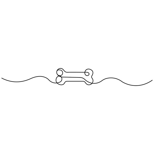 Arte de línea única de hueso dibujo continuo de una línea de arte vectorial de contorno aislado