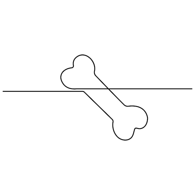 Arte de línea única de hueso dibujo continuo de una línea de arte vectorial de contorno aislado