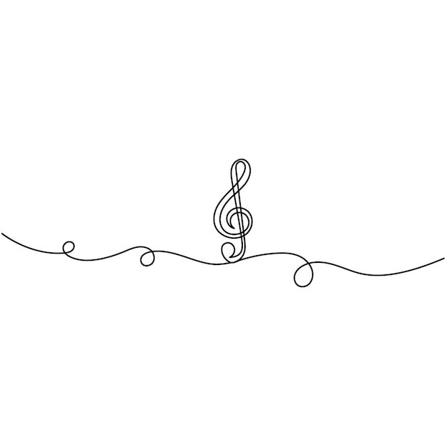 Arte de línea única de música dibujo continuo de una línea de arte vectorial de contorno aislado