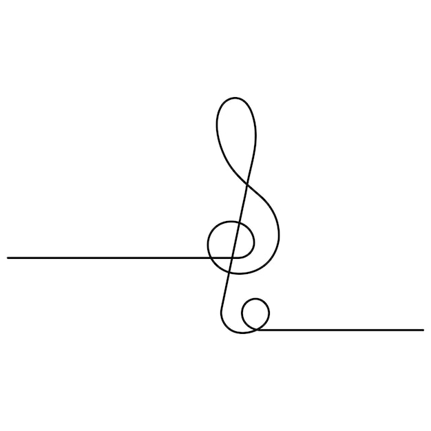 Arte de línea única de música dibujo continuo de una línea de arte vectorial de contorno aislado