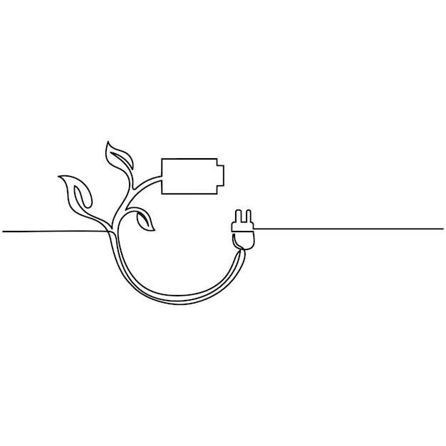 Arte de línea única sostenible dibujo continuo de una línea de arte vectorial de contorno aislado