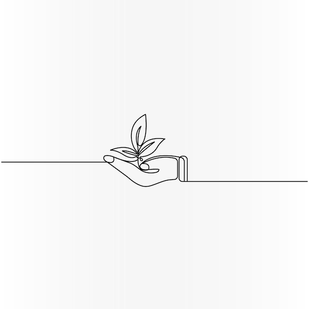Arte de línea única sostenible dibujo continuo de una línea de arte vectorial de contorno aislado