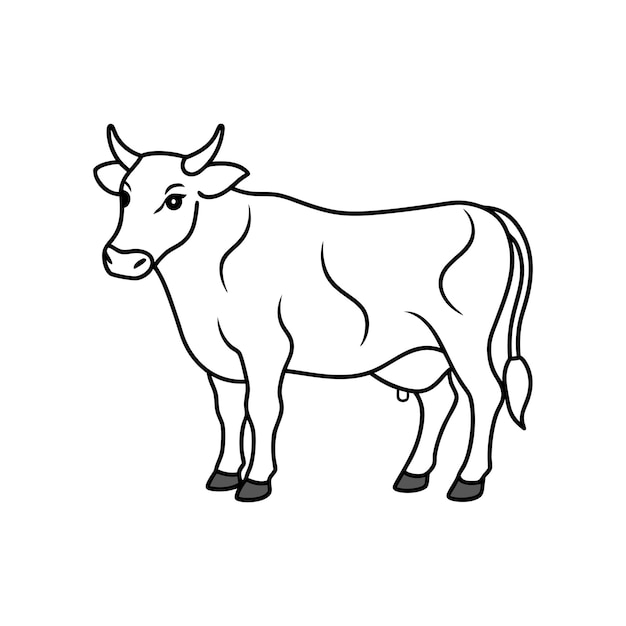 Arte de la línea de la vaca Logo Icono Silueta Diseño de ilustraciones vectoriales