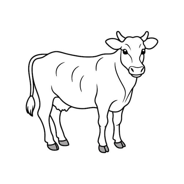 Arte de la línea de la vaca Logo Icono Silueta Diseño de ilustraciones vectoriales
