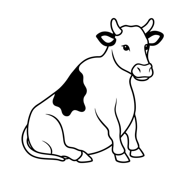 Arte de la línea de la vaca sentada