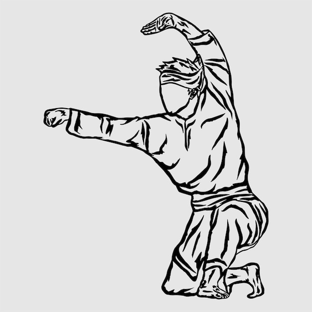 arte línea vector pencak silat fighter