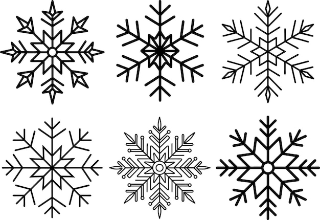 Arte de línea vectorial Floco de nieve para Navidad con fondo blanco