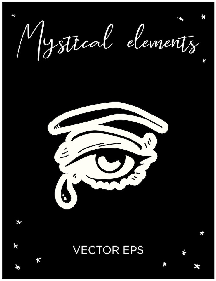 Arte de línea vectorial de ojos místicos llorones Perfecto para tatuajes, impresiones, marcas y diseños espirituales