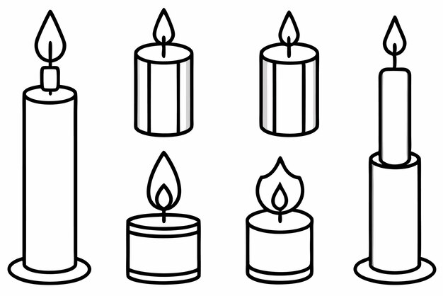 Arte de la línea de velas boceto decorativo intrincado