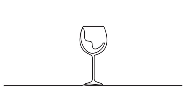 Arte de línea de vidrio de vino minimalista