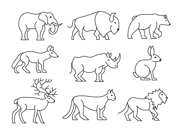 Vector arte lineal de animales