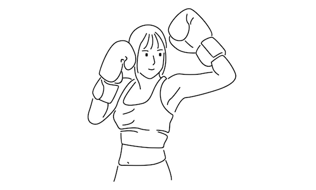 arte lineal de atleta de boxeo femenino