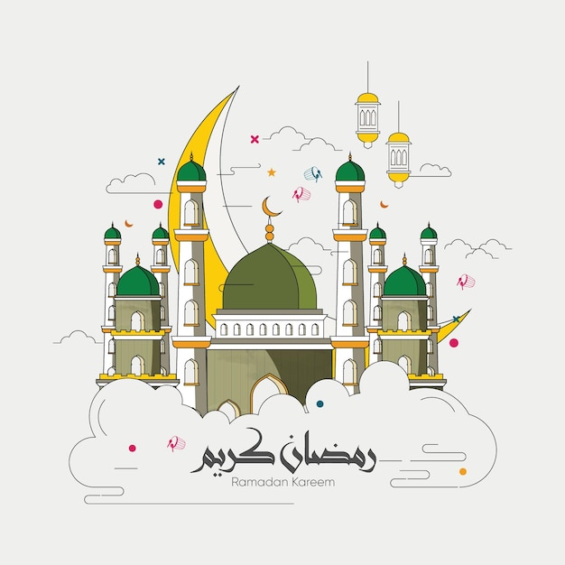 Arte lineal de diseño minimalista y limpio Ramadan Kareem