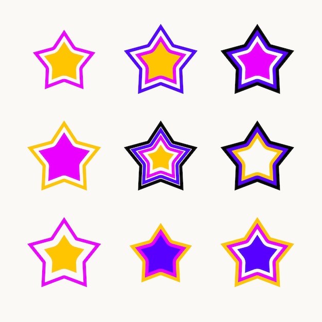 Arte lineal de estrellas en diseño plano
