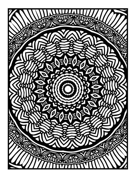 Arte lineal de flores y mandalas para colorear para tarjetas de adultos y otras decoraciones