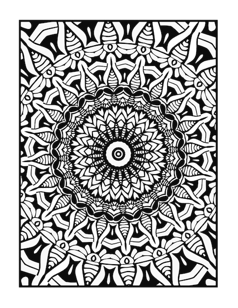 Arte lineal de flores y mandalas para colorear para tarjetas de adultos y otras decoraciones