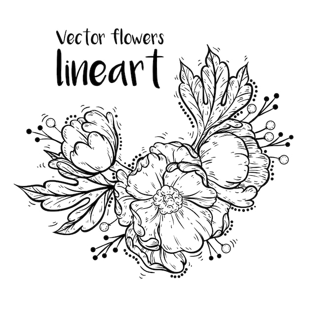 Vector arte lineal de flores