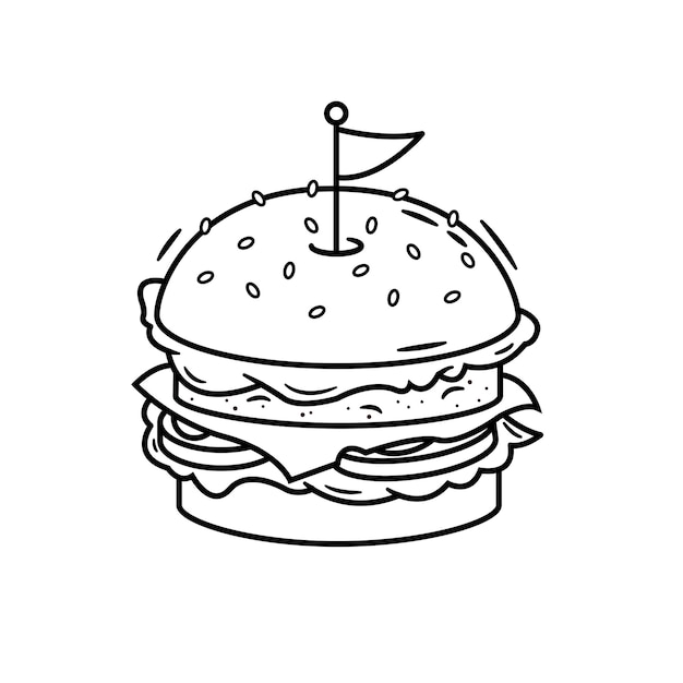 Vector arte lineal de hamburguesa