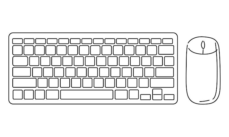 Vector arte lineal de la ilustración de vector de teclado y ratón de computadora