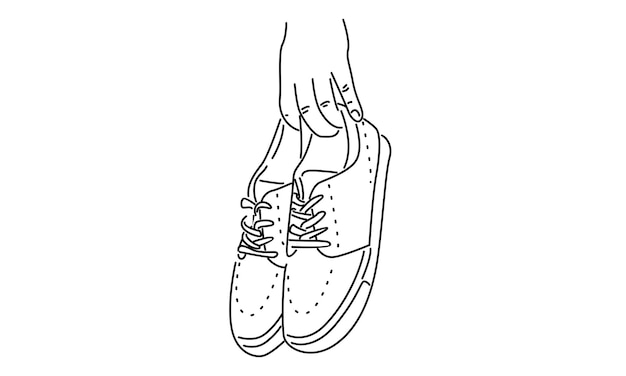 Vector arte lineal de una ilustración de vector de zapatos.