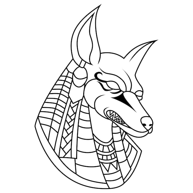 Arte lineal del logotipo de la mascota de la cabeza de anubis