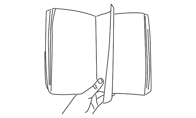 arte lineal de manos sosteniendo un libro