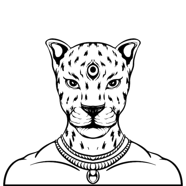 Vector arte lineal de personajes de jaguar estilo nft