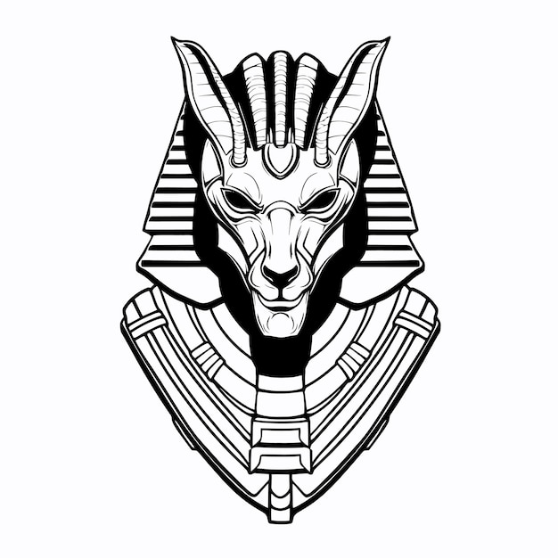 Vector arte lineal del rey anubis