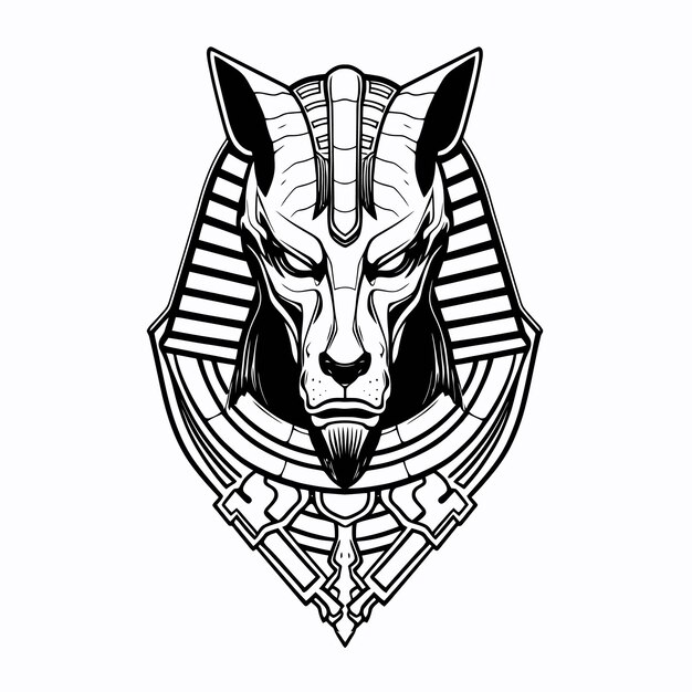 Vector arte lineal del rey anubis