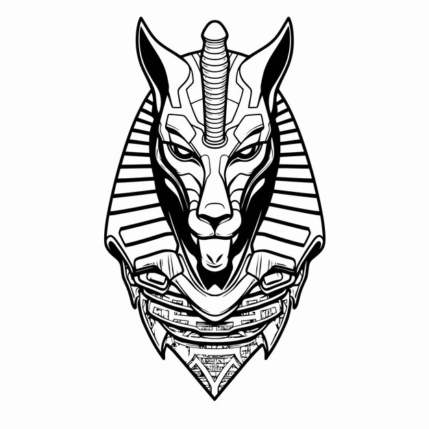 Vector arte lineal del rey anubis