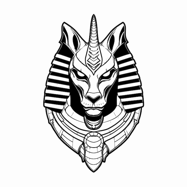 Vector arte lineal del rey anubis