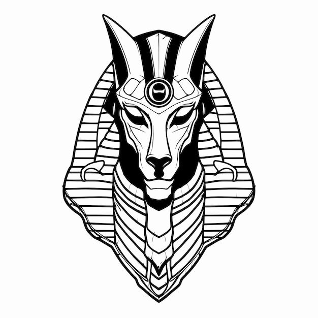 Vector arte lineal del rey anubis