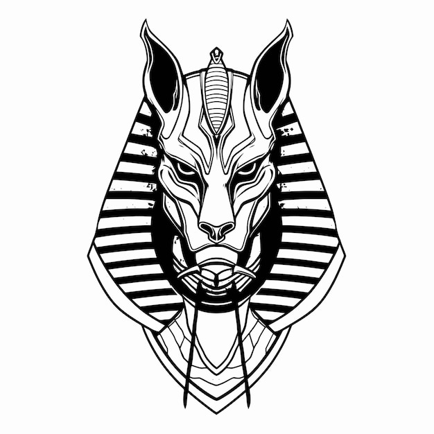 Vector arte lineal del rey anubis