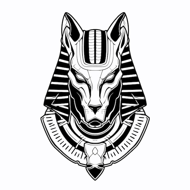 Vector arte lineal del rey anubis