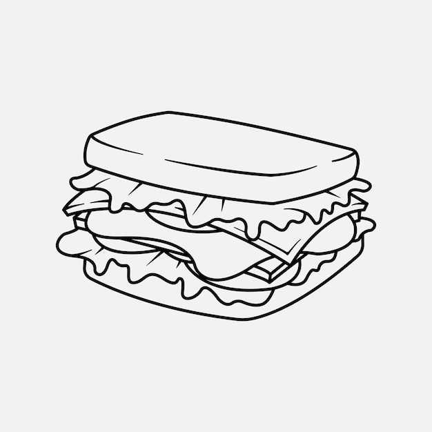 Vector arte lineal de sándwich