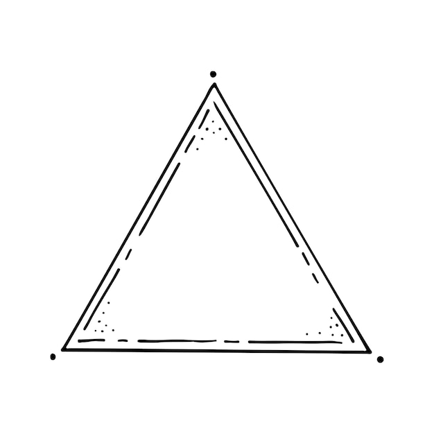 Arte lineal del triángulo mágico Símbolo triangular de la cima del mundo Los tres lados del triángulo masónico Ilustración vectorial dibujada a mano Signo místico Figura misteriosa