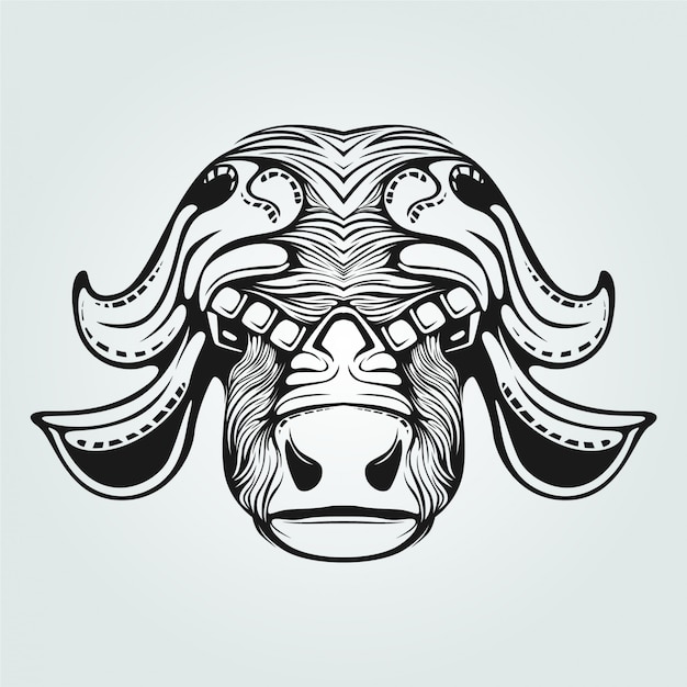 arte lineal de vaca con cara decorativa