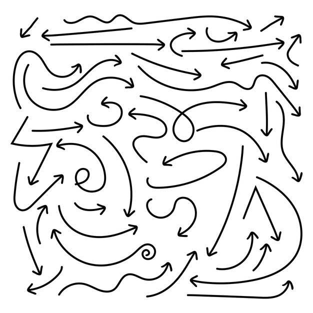 Arte de líneas abstractas con flechas en fondo blanco