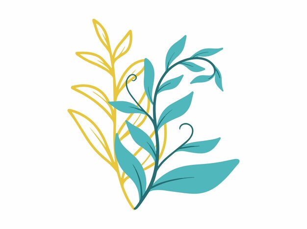 Arte de líneas botánicas Ilustración abstracta de hojas