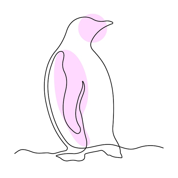 Arte de líneas continuas de pingüino Dibujo a mano de pingúino bonito Arte de líneas individuales