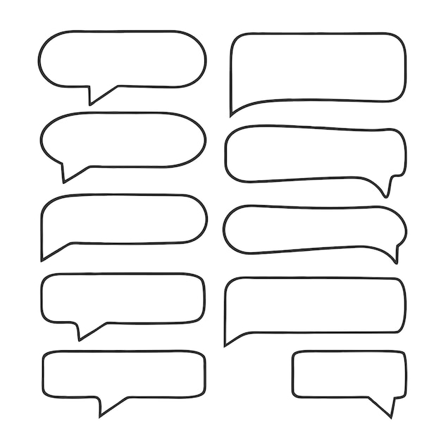 Arte de líneas dibujadas a mano Diseño vectorial de burbujas de habla