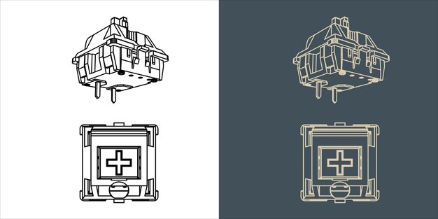 Arte de líneas de diseño vectorial de teclado mecánico de conmutador