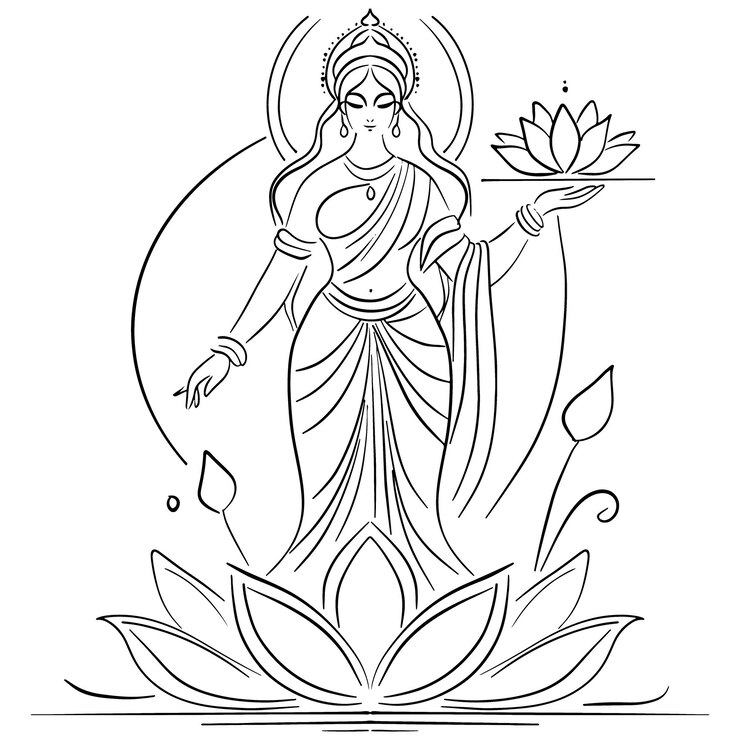 Vector arte de líneas elegantes de las deidades hindúes