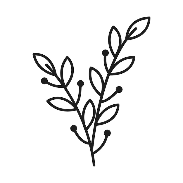 Arte de líneas de flores silvestres de hoja botánica vectorial