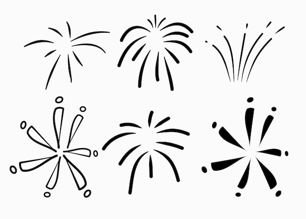 Vector arte de líneas de fuegos artificiales dibujado a mano