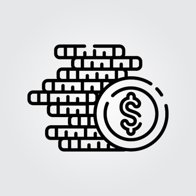 Arte de líneas icono de moneda logotipo ilustración vectorial para negocios y finanzas símbolo