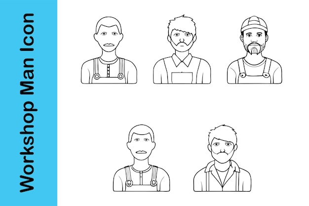 Arte de líneas de iconos de taller con colecciones vectoriales editables