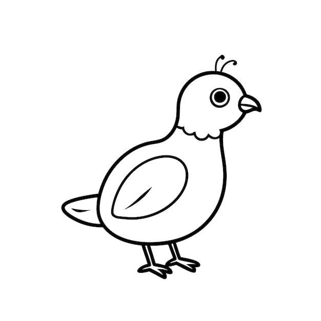 Arte de líneas y ilustración de silueta de Cute Quail Vector