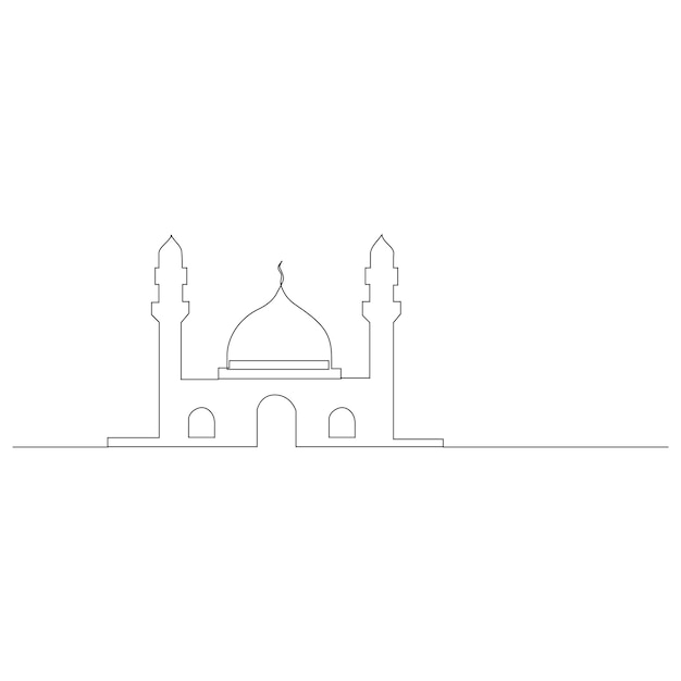 Arte de líneas de mezquita dibujo ornamento islámico fondo dibujo de línea única diseño vectorial gráfico ilustración